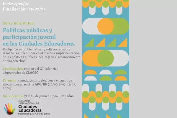 Nuevo curso en el Aula Virtual: “Políticas públicas y participación juvenil en las ciudades educadoras”